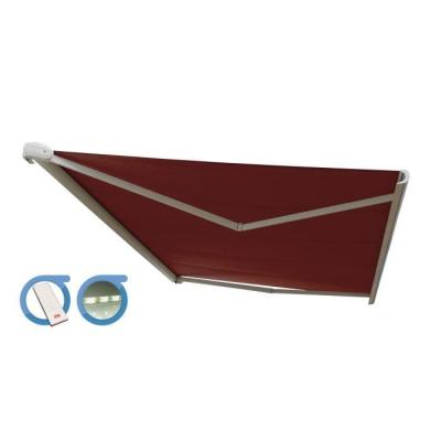 Store banne Coffre PROTECT 2 LED Blanc 6x3.5m Motoris&eacute; + LED - Toile Rouge