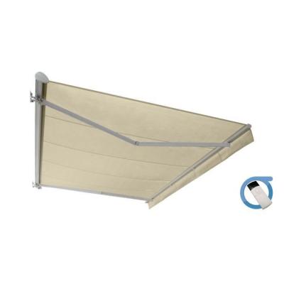 Store banne Semi-coffre COVER Blanc 4x3m Motoris&eacute; &agrave;&nbsp; t&eacute;l&eacute;commande - Toile Ecrue