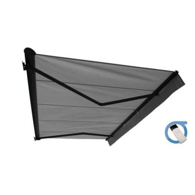 Store banne motoris&eacute; semi coffre 4x3 m gris - Structure grise anthracite - COVER OMBRAZUR