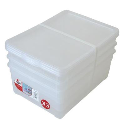 Lot de 3 boites de rangement pour chaussures homme Clear box 10L 36,5x26,5x23 cm transparent