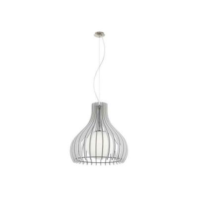 Suspension TINDORI 1 ampoule nickel satin&eacute; Diam&egrave;tre 50 Cm abat jour blanc