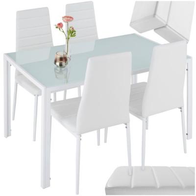 Tectake ensemble table + 4 chaises - blanc 402838