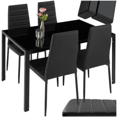 Tectake ensemble table + 4 chaises - noir 402837