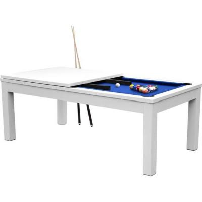 Table &agrave; manger convertible billard - Blanc & Tapis bleu
