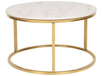 Beliani - Table basse dor&eacute;e avec effet marbre blanc CORAL