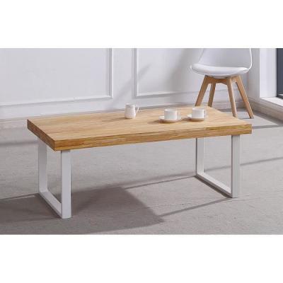 Table basse - PEGANE - Ch&ecirc;ne nordique - Pieds blancs - 120x60x43 cm