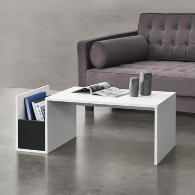 Table Basse pour Salon Bolln&auml;s 90 x 45 x 35 cm Blanc Noir [en.casa]