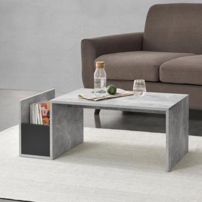 Table Basse pour Salon Bolln&auml;s 90 x 45 x 35 cm Effet B&eacute;ton Noir [en.casa]