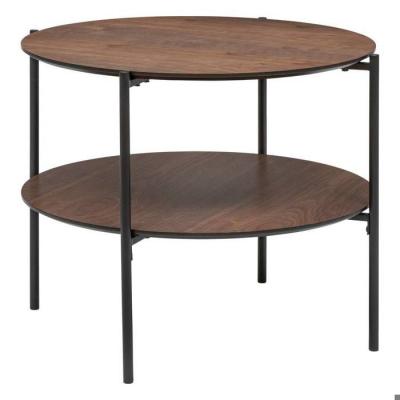 Table basse ronde 2 niveaux kemi noyer atmosphera - naturel fonce