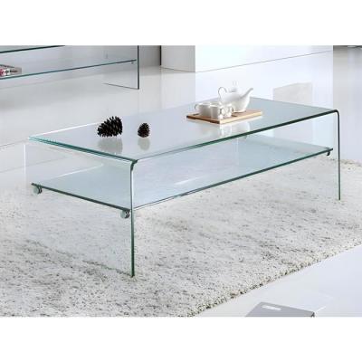 Vente-unique Table basse STILEOS - Double plateau - Verre tremp&eacute;