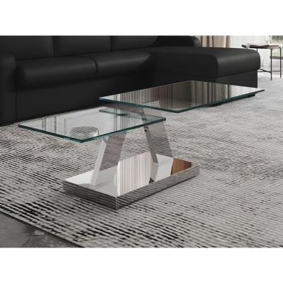 Table basse avec plateaux pivotants oyrus - verre tremp&eacute; & m&eacute;tal