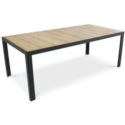 Table de jardin structure aluminium et c&eacute;ramique aspect bois - Tivoli