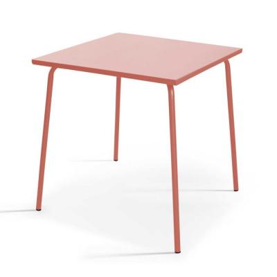 Palavas - Table de jardin carr&eacute;e en m&eacute;tal argile 70cm - Rose