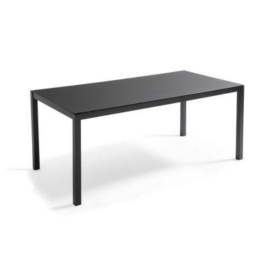 Table de jardin - 180 x 90 x 73 cm - Aluminium - Oviala - Noir
