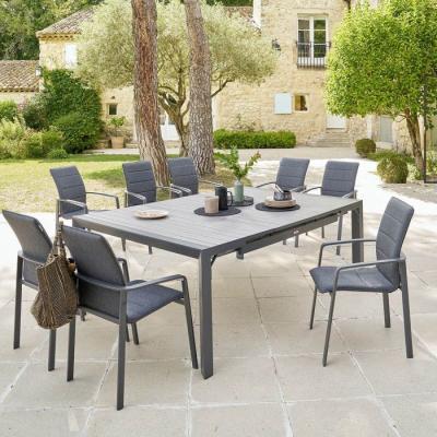Table de jardin extensible carr&eacute;e Evasion seigle et graphite Hesp&eacute;ride - Graphite