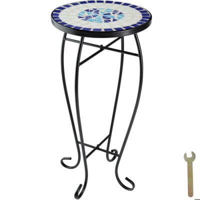 Tectake gu&eacute;ridon mosa&iuml;que 30x30x61,5 cm - blanc/bleu 402769