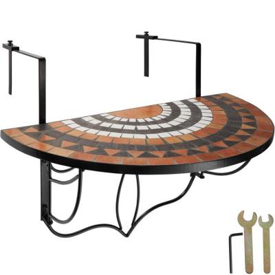 Tectake Table de balcon rabattable 75 x 65 x 62 cm - terracotta/blanc