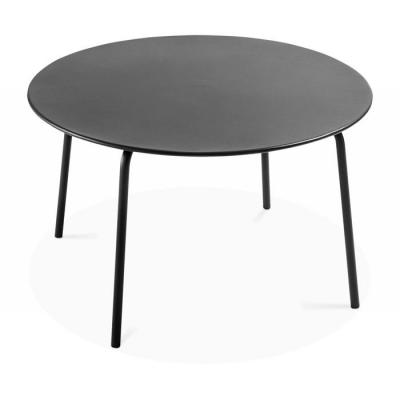 Oviala Palavas - Table de Jardin Ronde en Acier Anthracite 120 x 72 cm