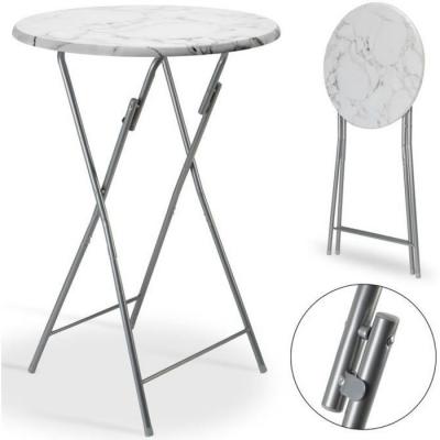 Mange-debout &Oslash;60cm pliable en bois aspect marbre