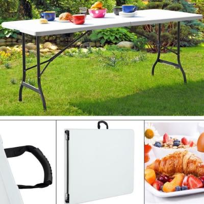 Table pliante en plastique blanche pour jardin/camping - 183 x 76 x 74 cm