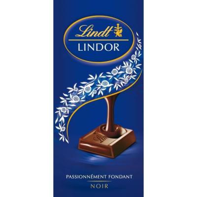Lindt - Tablette LINDOR - Chocolat Noir - C&oelig;ur Fondant, 150g