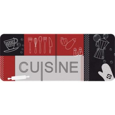 ID Mat Decor Cuisine Rouge Noir, Fibres Synth&eacute;tiques Gris, 50 x 120