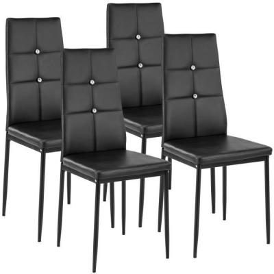 TecTake Lot de 4 chaises avec strass - noir