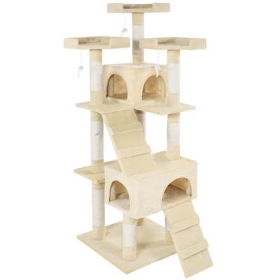 Tectake - Arbre &agrave; chat griffoir escalade 170 cm Corde en sisal - beige