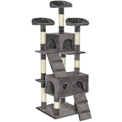TECTAKE Arbre &agrave; chat 170 cm MOGLI Gris Griffoir Grattoir Tronc
