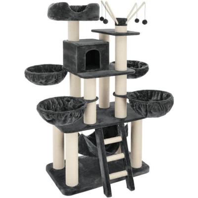 TecTake Arbre &agrave; chat GISMO 195 cm - gris/blanc