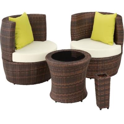 Tectake Salon de jardin NICE 2 places en aluminium - noir/marron