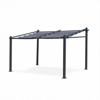 Pergola murale en aluminium et toile coulissante gris 3x4m