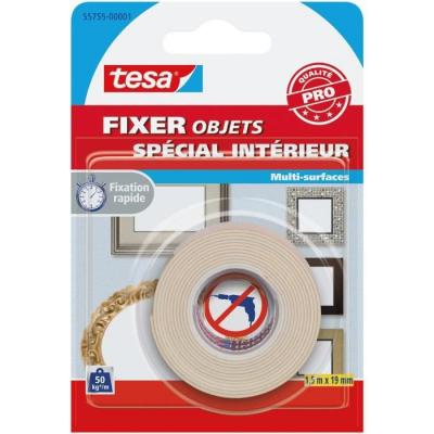 Tesa Ruban adh&eacute;sif Tesa double-face sp&eacute;cial int&eacute;rieur - Longueur 1,5 m