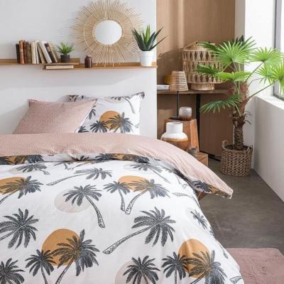 Parure de lit SUNSHINE 5.47 - 2 personnes - 240x260 cm coton - Imprime Blanc Jungle TODAY