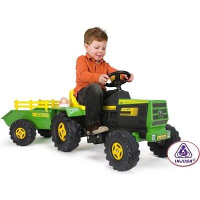 Injusa tracteur de v&eacute;hicule de batterie avec la remorque 6V 140 cm vert