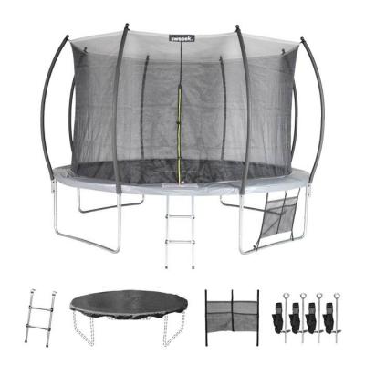 Trampoline Rond &Oslash; 370 Cm Gris - Saturne Inner Xxl - Trampoline De Jardin Avec Filet De Protection