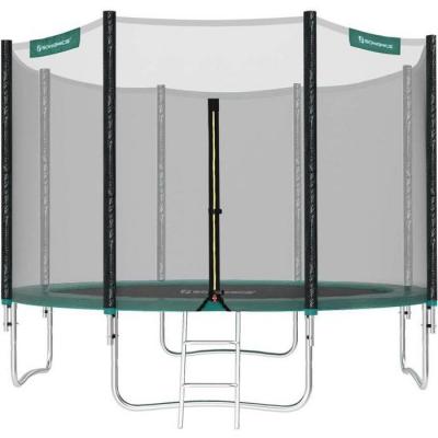 Trampoline &Oslash; 305 cm, avec &Eacute;chelle, Filet de Protection, Poteaux recouverts, Noir et Vert STR10GN