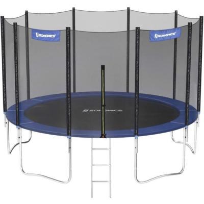 Trampoline ext&eacute;rieur avec &eacute;chelle et filet de protection, Bleu / &Oslash; 427 cm