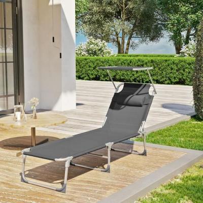 SONGMICS Chaise longue avec dossier, Gris / 53 x 193 x 29,5 cm