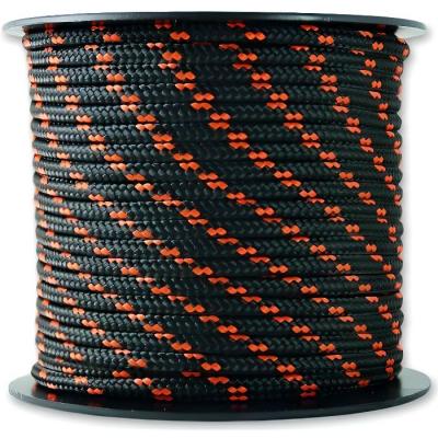 CHAPUIS - Tresse polyester/polyamide noir/orange &Oslash;3mm 200kg bobine 25m