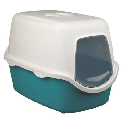 Bac &agrave; liti&egrave;re couvert Vico Aquamarine/Blanc 40x40x56 cm Trixie