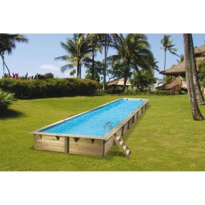 Piscine bois Lin&eacute;a 15,50 x 3,50 x 1,55 m - Liner bleu