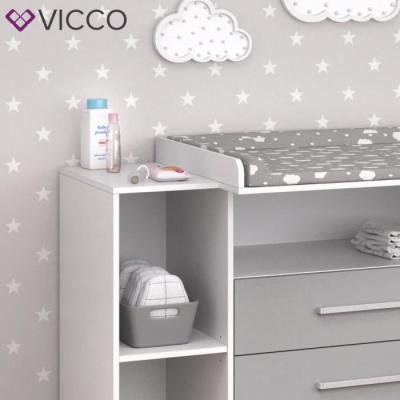 Vicco - Commode &agrave; langer Oskar, blanc/gris, 113 x 100 cm