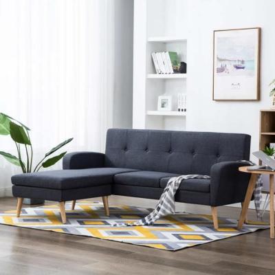 Canap&eacute; d'angle rev&ecirc;tement en tissu 186x136x79 cm gris fonc&eacute;