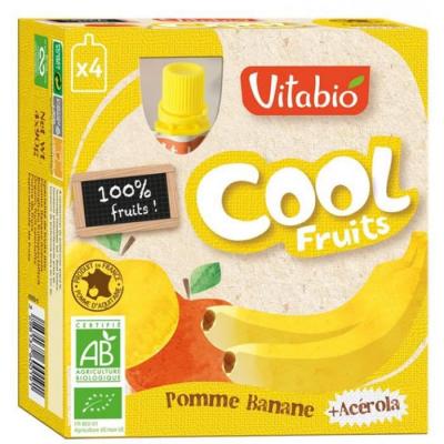 Compotes Cool Fruits Bio - Pomme Banane - 4 gourdes de 90g