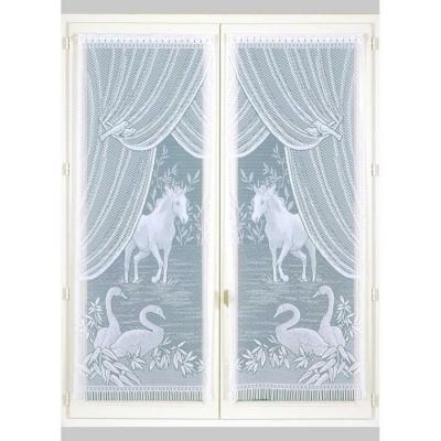 Paire de vitrages Esprit Equestre Blanc 60 x 160 cm - Blanc