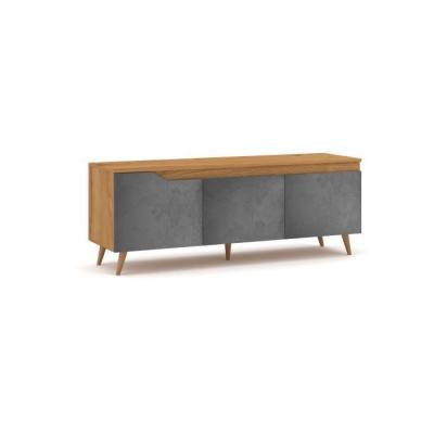 Vivaldi meuble banc tv tue - 140 cm - ch&ecirc;ne kraft or / b&eacute;ton graphite