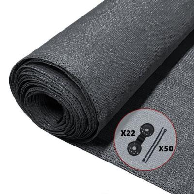 Brise vue occultant en HDPE 90g/m&sup2; 1x10m avec attaches de fixation anthracite