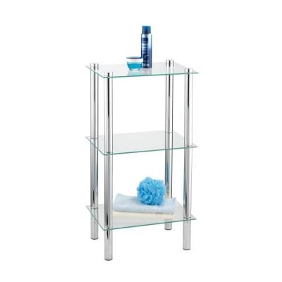 Etag&egrave;re de salle de bain yago carr&eacute;e, 3 &eacute;tages - chrome/transparent