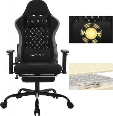 Fauteuil gaming massante avec coussin lombaire massant,chaise ergonomique,tissu technique,noir 